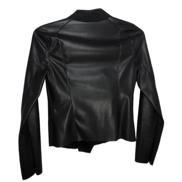 BLANKNYC Faux Leather Drapped Colar Jacket Short Black Size X-Small NWT - Picture 2 of 8